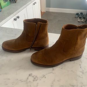 Frye Wheat Sawyer Zip Suede Ankle Boot